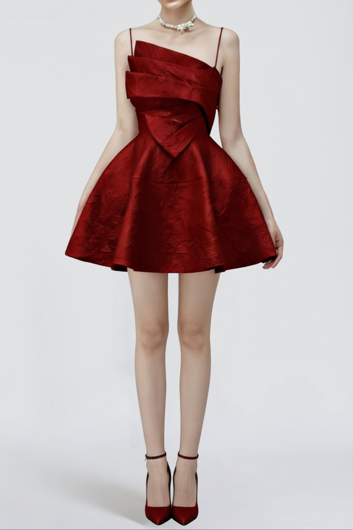 STRAPY HEM MINI DRESS IN RED