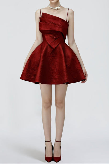 STRAPY HEM MINI DRESS IN RED