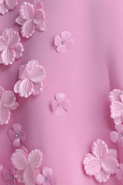 Light Pink Solid Matte Structured Fabric (Likely Crepe or Satin Blend) A-Line Flare Evening Dress