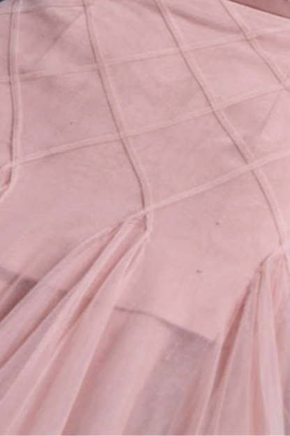 floral dentelle off-shoulder bustier corset net skirt set in pink