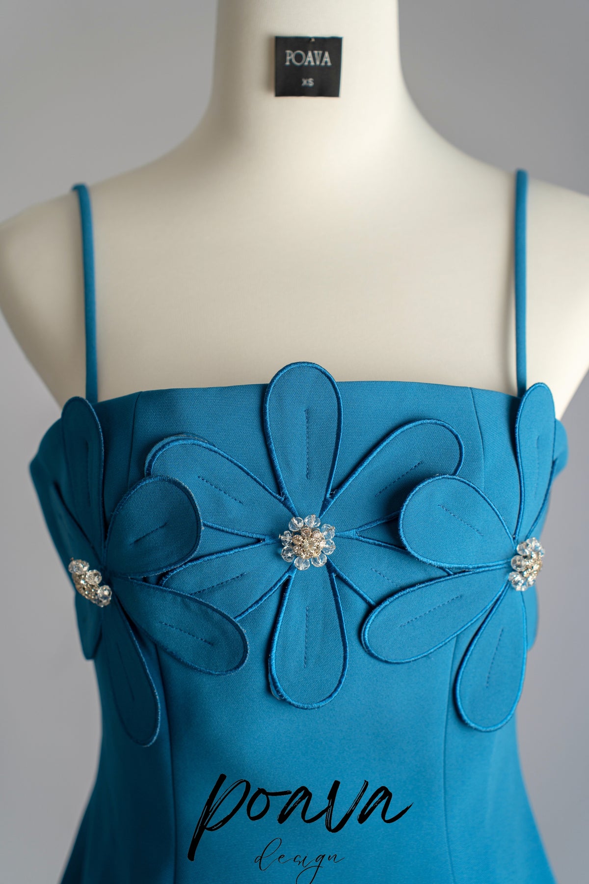 Blue flower strappy mini dress