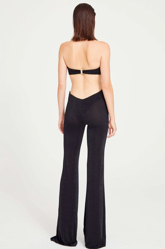 Cutout floral jumpsuits in black