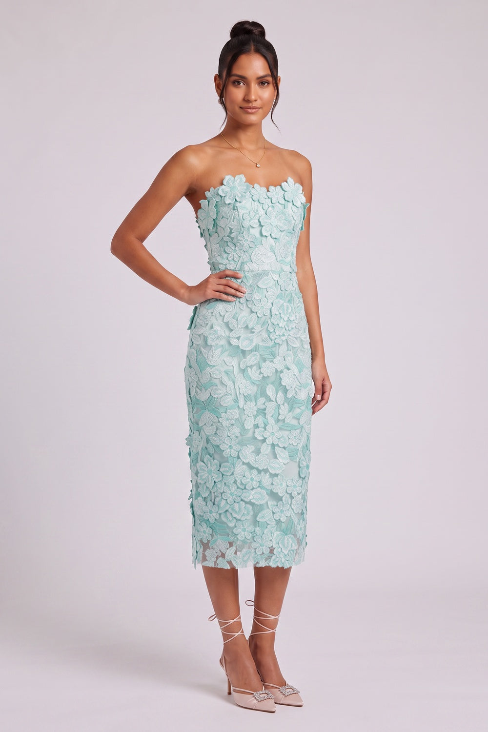 mint green lace column dress mint green lace dress - product view 4