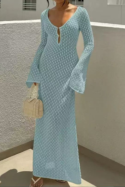 Eyelet Knit Maxi Dress
