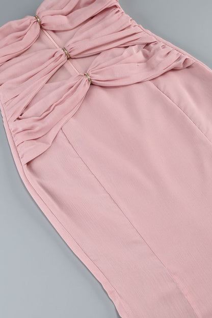 Tulle sleeveless mermaid maxi dresses in pink