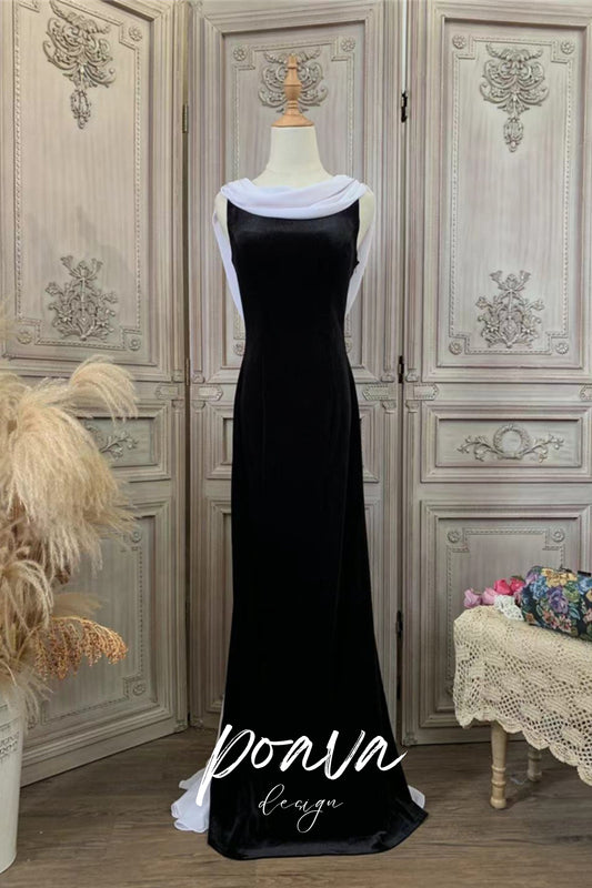 Silk backless maxi dress in black