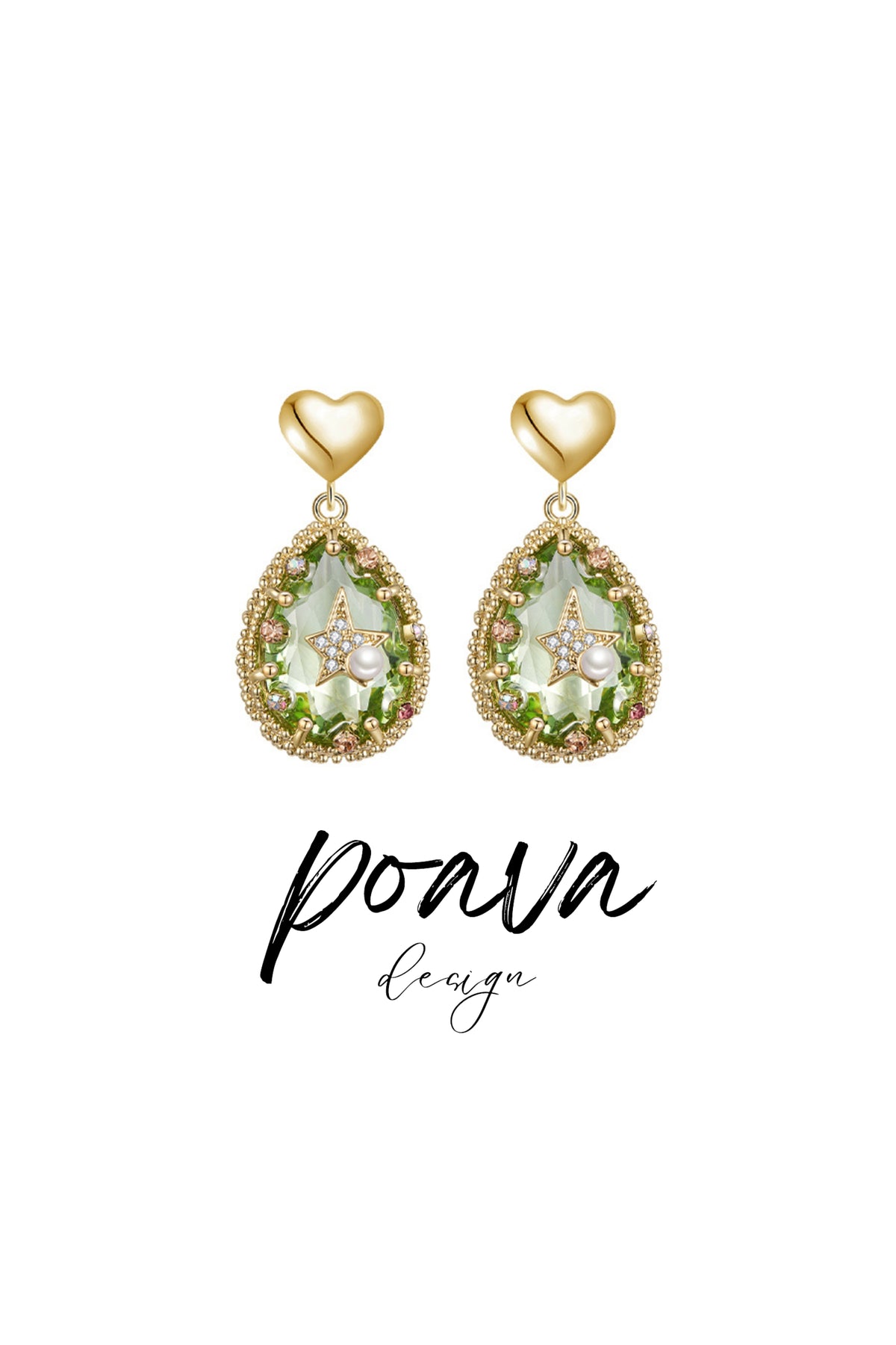 Crystal embellished drop earrings in gold