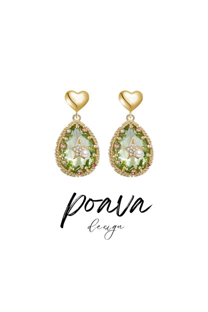 Crystal embellished drop earrings in gold