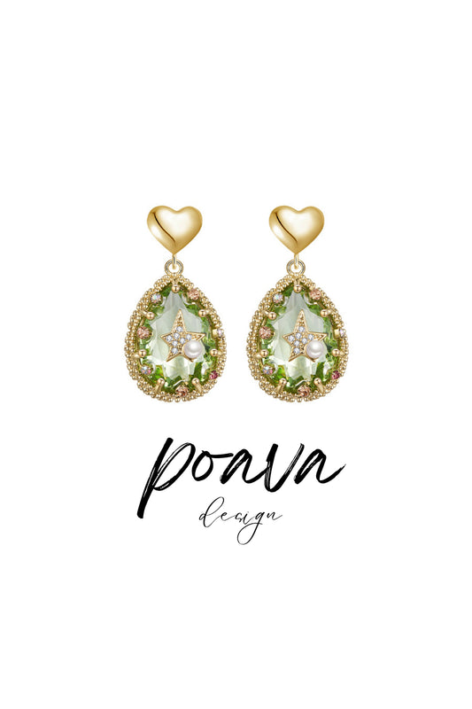 Crystal embellished drop earrings in gold