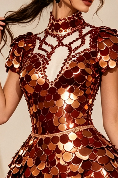 HELENE BURGUNDY SEQUINS DIAMANTE SET