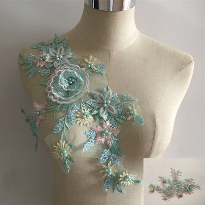 Clothing accessories: 3D floral faux pearl lace sequins, lace trim, collar embroidery decoration, DIY clothing accessories