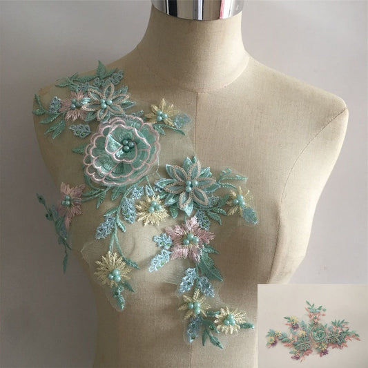 Clothing accessories: 3D floral faux pearl lace sequins, lace trim, collar embroidery decoration, DIY clothing accessories