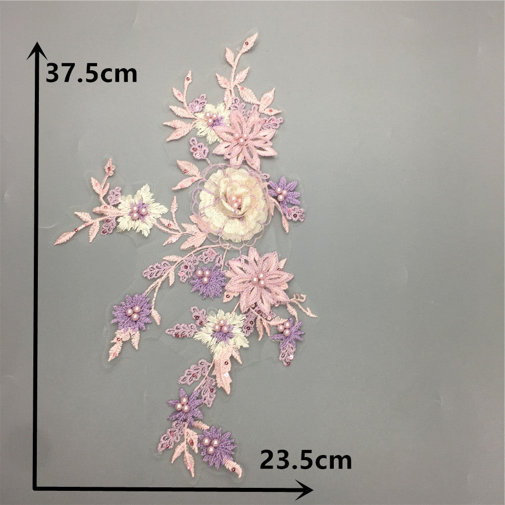 Clothing accessories: 3D floral faux pearl lace sequins, lace trim, collar embroidery decoration, DIY clothing accessories