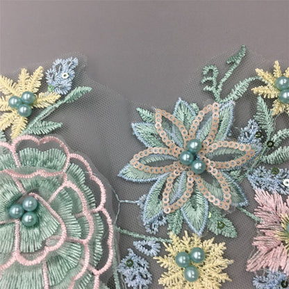 Clothing accessories: 3D floral faux pearl lace sequins, lace trim, collar embroidery decoration, DIY clothing accessories