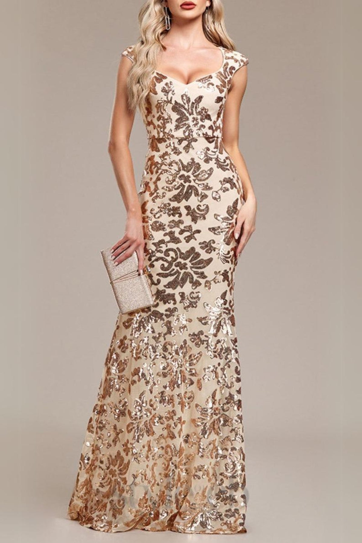 ARZILLA SEQUIN GOWN IN GOLD