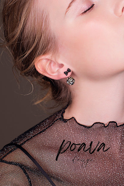 Blue Crystal embellished drop earrings