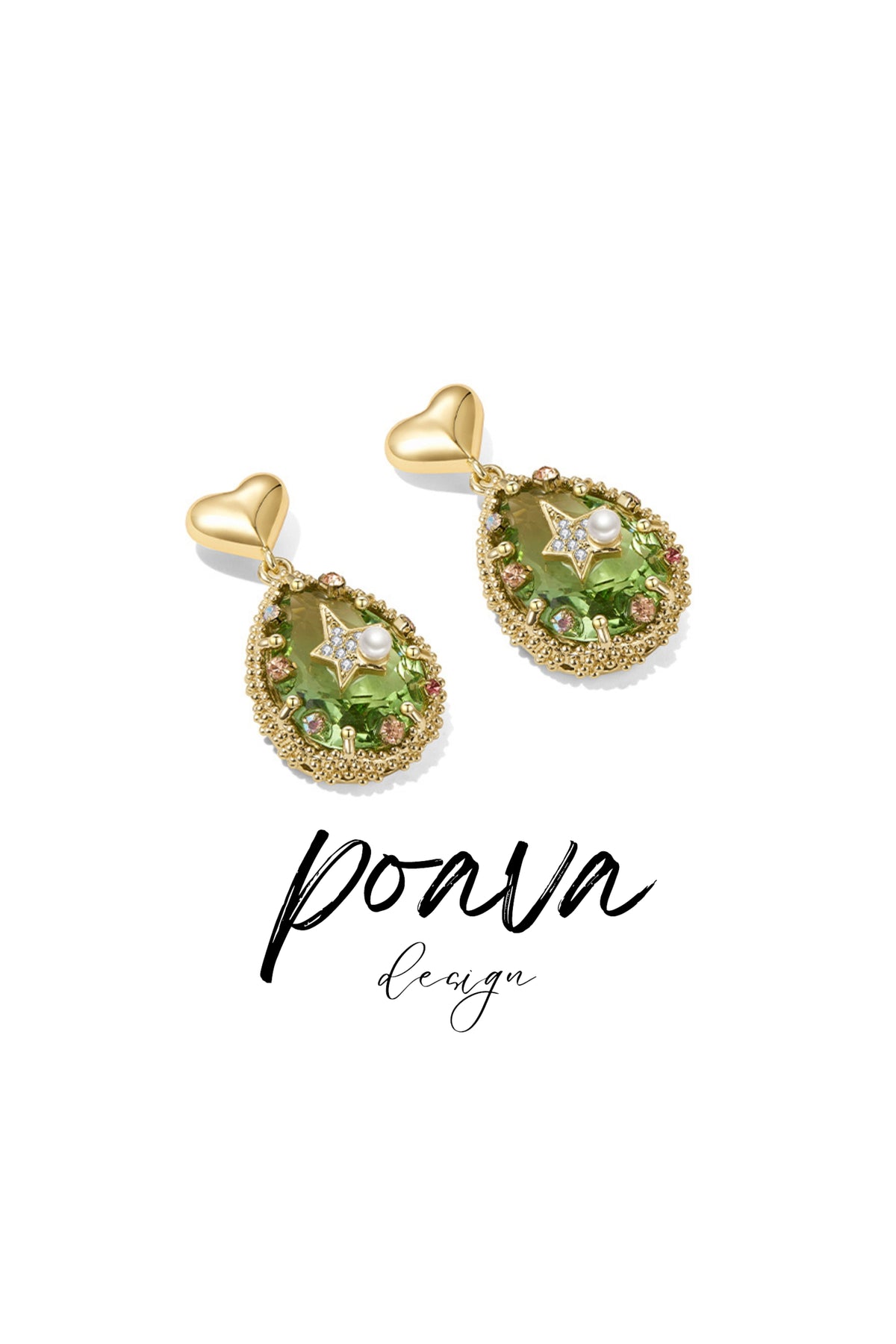 Crystal embellished drop earrings in gold