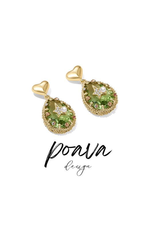 Crystal embellished drop earrings in gold