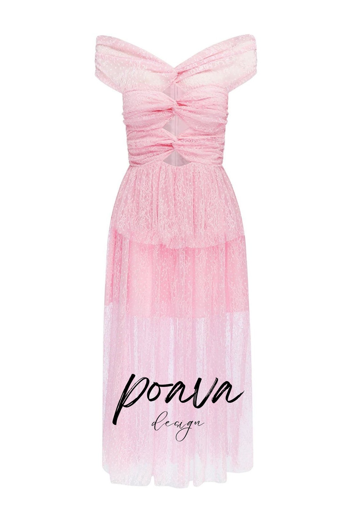 Cutout mesh midi dresses in pink