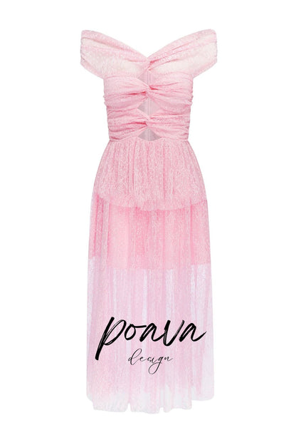 Cutout mesh midi dresses in pink