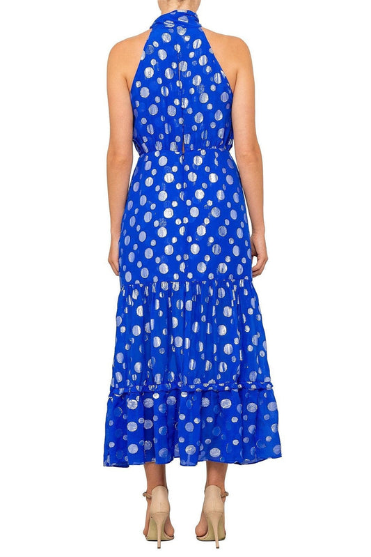 ELEANOR HALTER METALLIC midi DRESS