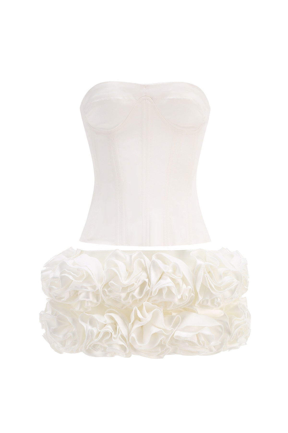 CLEGG WHITE CORSET FLOWER TWO-PIECE SET