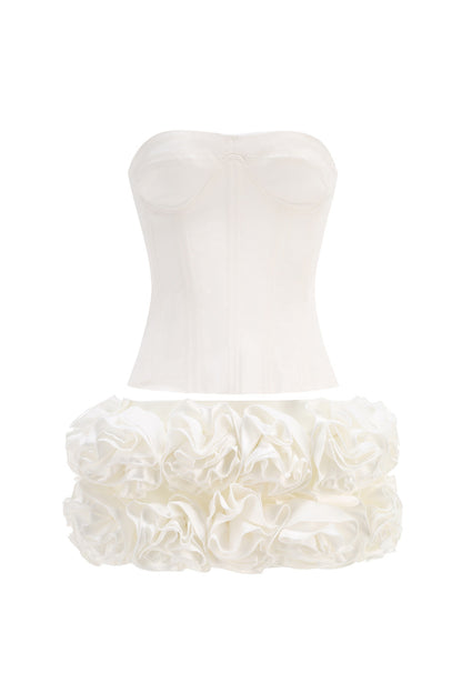 CLEGG WHITE CORSET FLOWER TWO-PIECE SET
