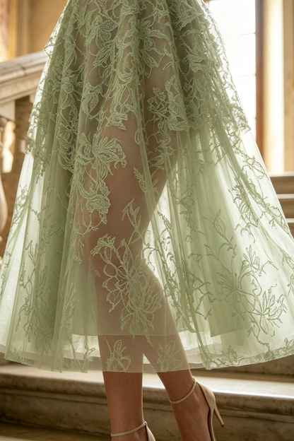 Mint Beaded Lace Midi Dress