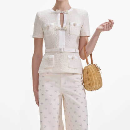 vicky Cream Sequin Knit Top