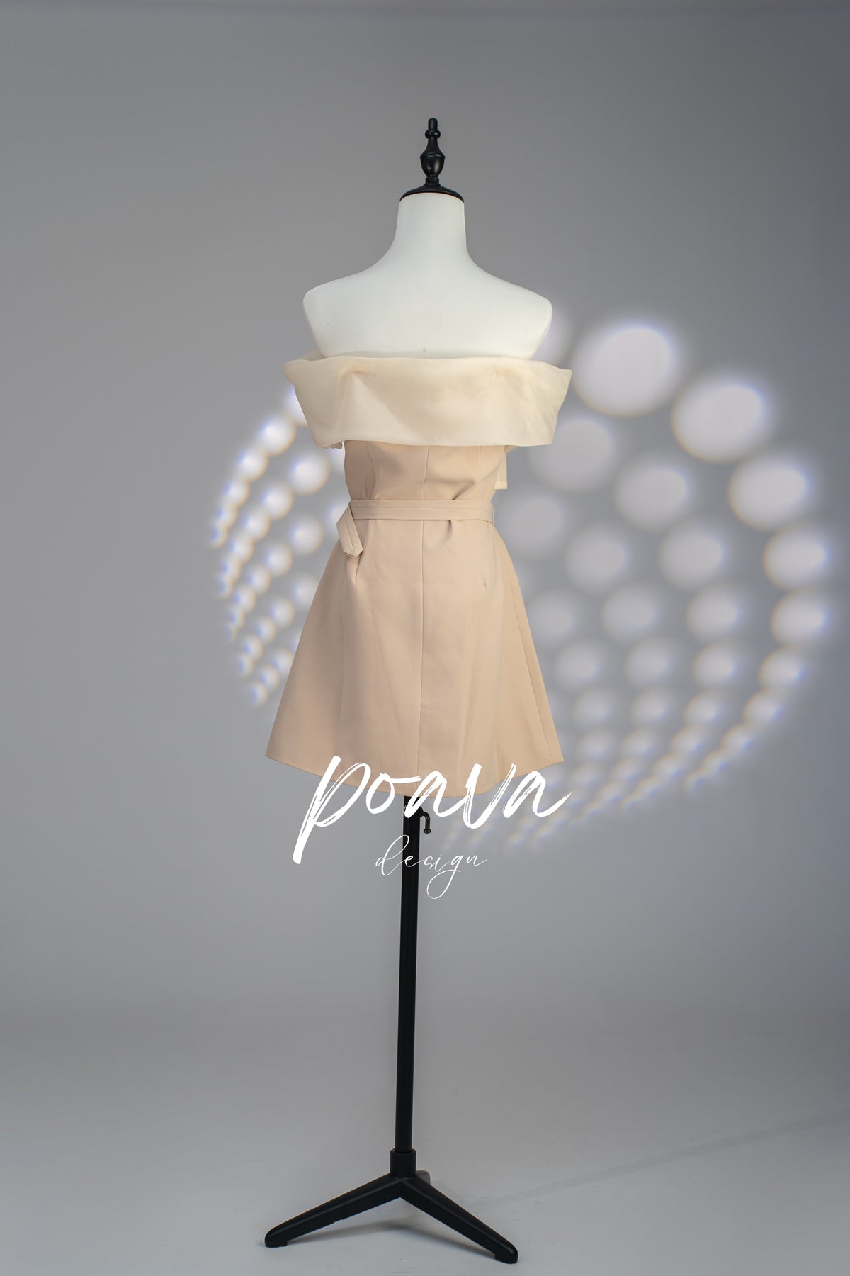 Pearl buckle off shoulder mini dress