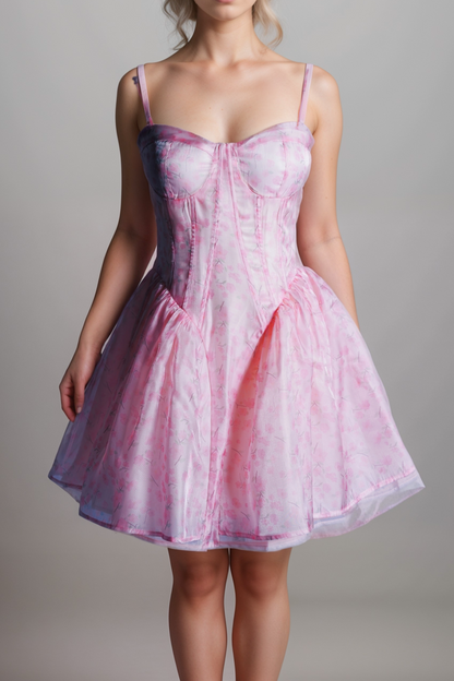 flower printed mini dress in pink