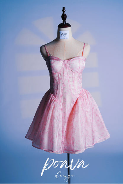 flower printed mini dress in pink