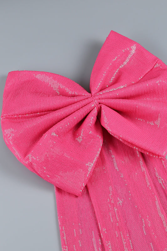 Bandage bow sequin mini dress in pink