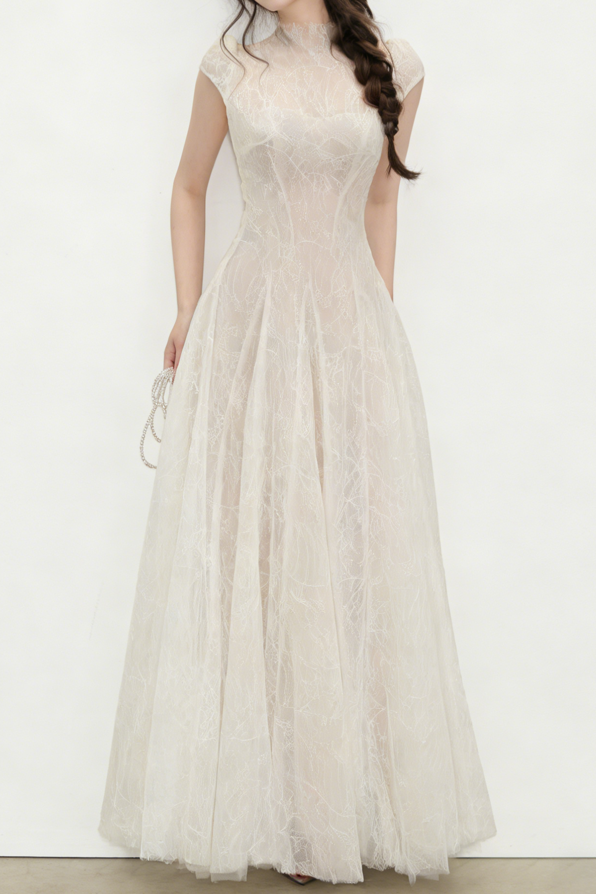 lace sequin A line midi dress