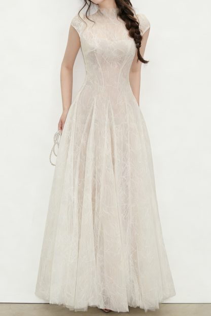 lace sequin A line midi dress