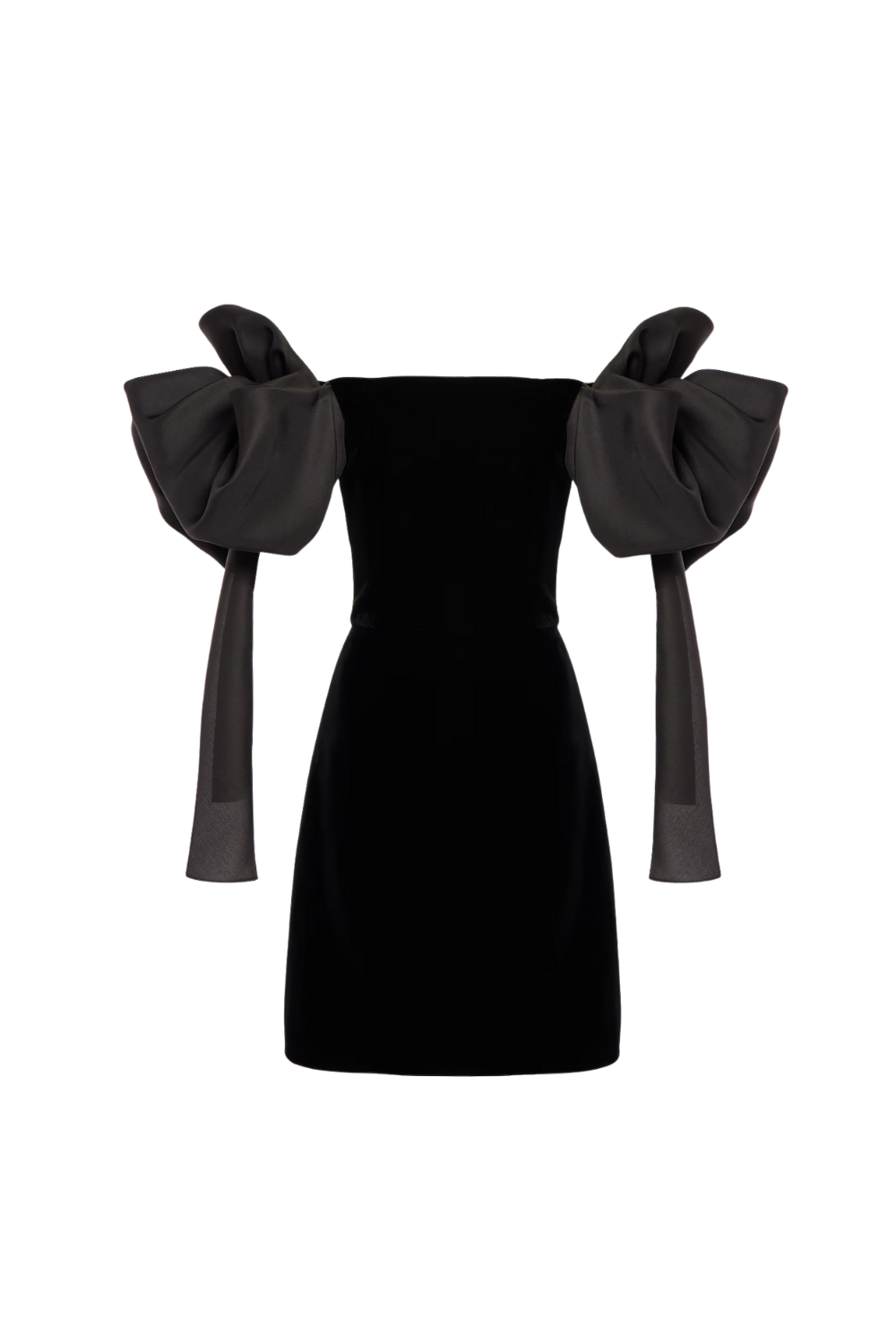 julie bow Off-shoulder mini dress in black
