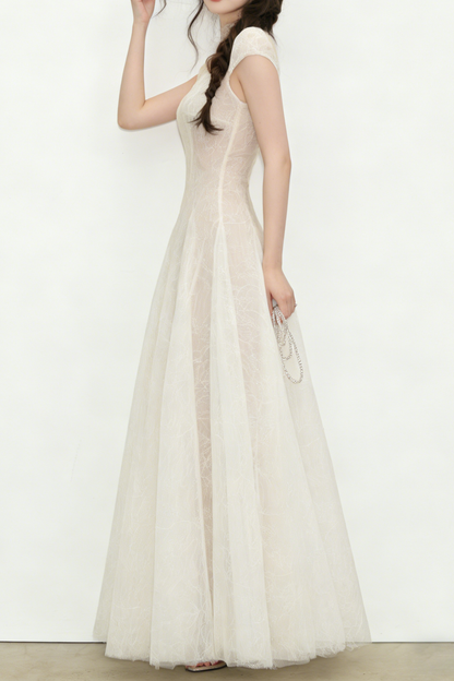 lace sequin A line midi dress