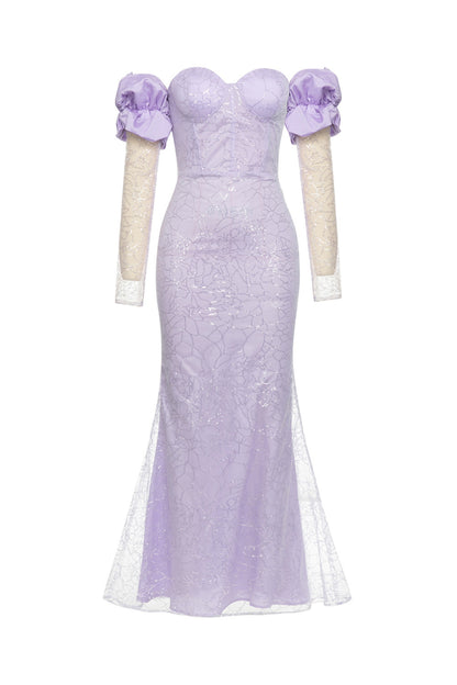 Sequin mermaid maxi dresses in purple