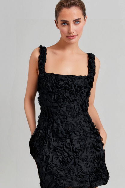 BLACK FLOWER MINI DRESS