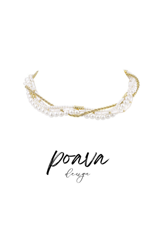 Pearl necklace in gold