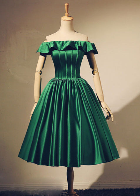 green stain mini prom dress