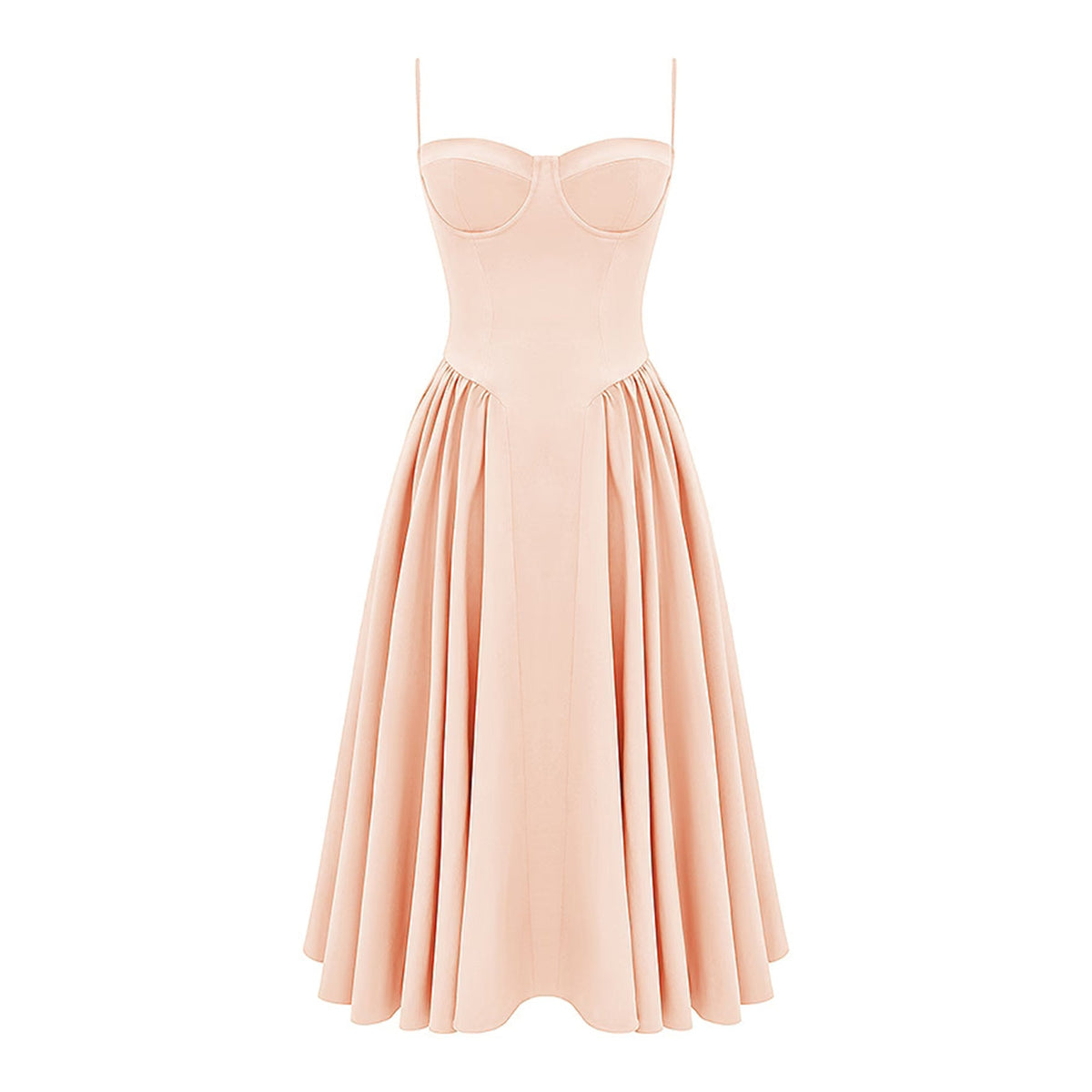 Soleil pink pleated corset midi dress