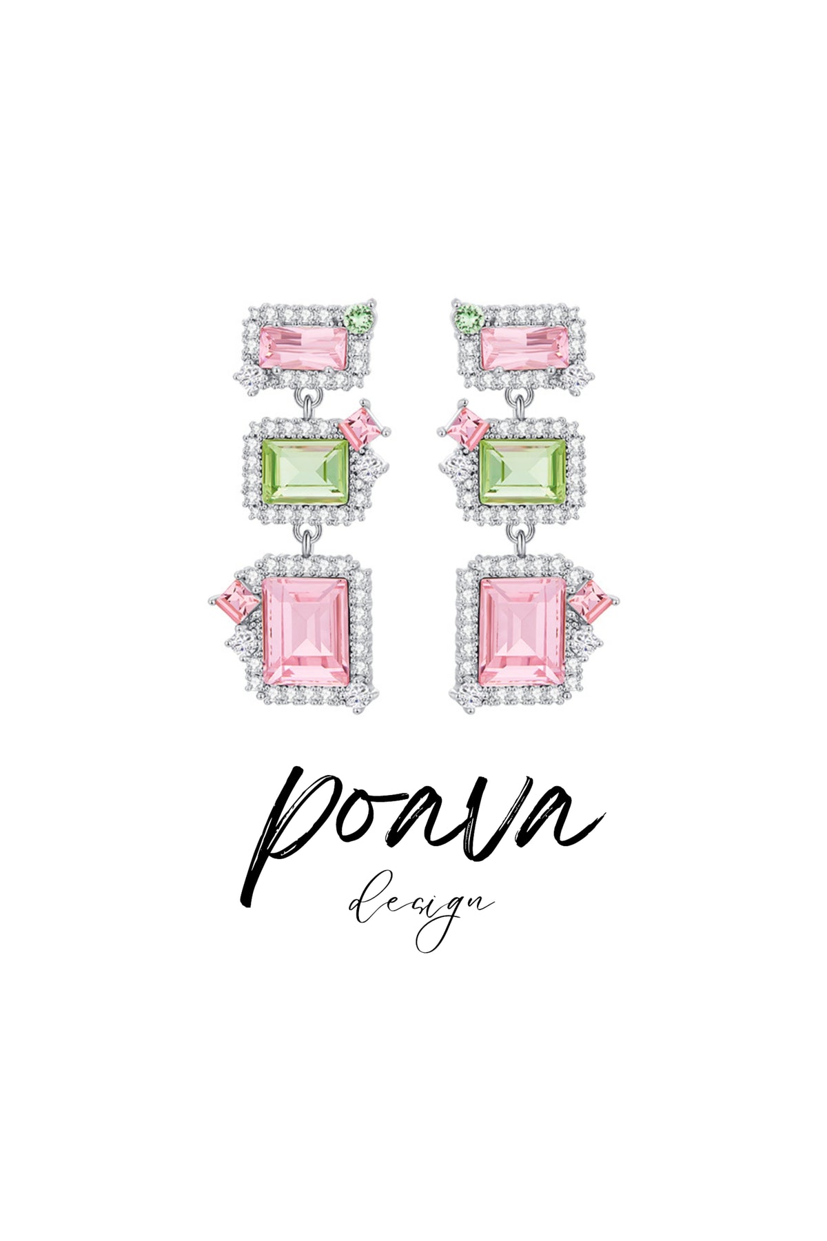 Pink crystal Embellished earrings