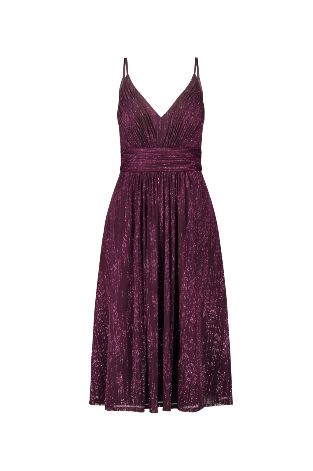 v-neckline cocktail midi dress in bordeaux