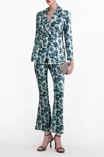 Morgane floral-print jacket & trousers matching set