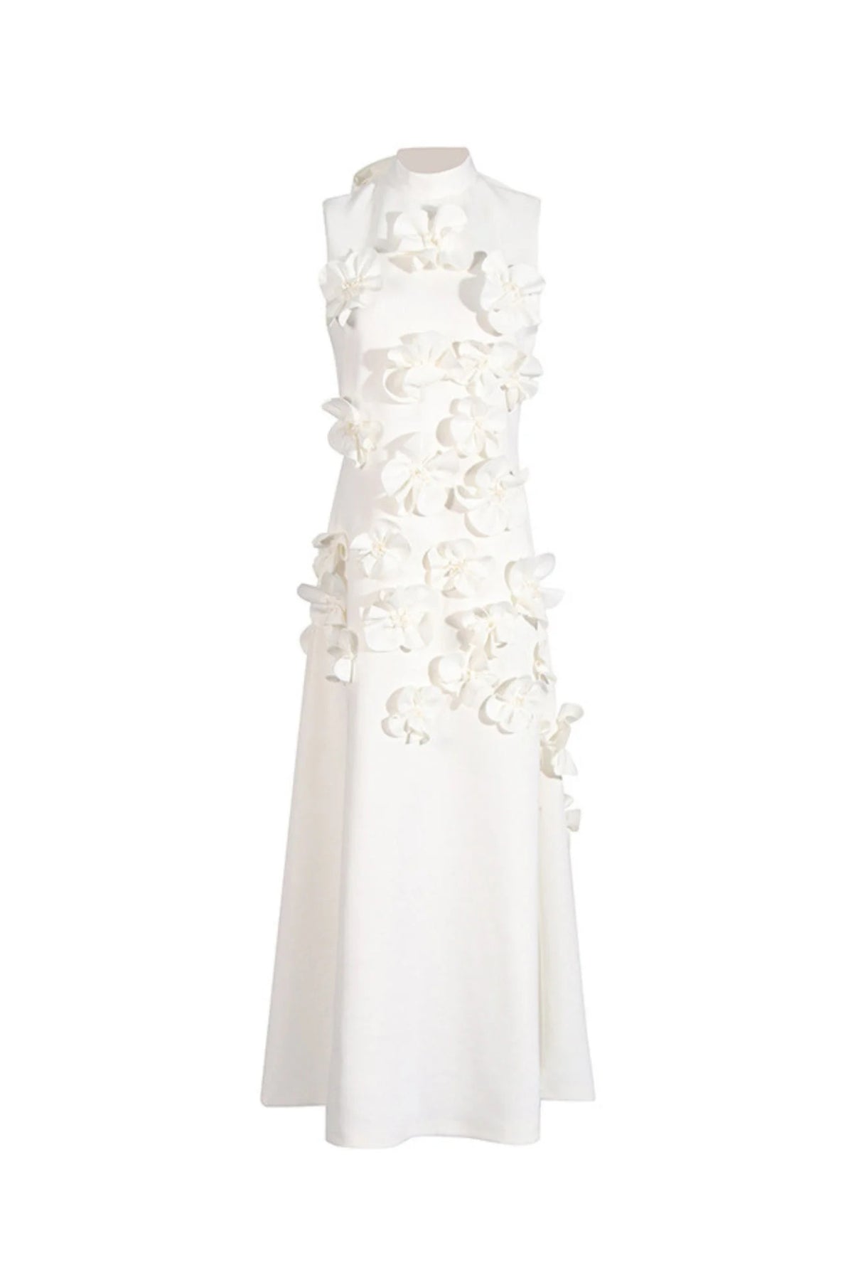 ANNONA WHITE FLOWER EMBELLISHED MAXI DRESS