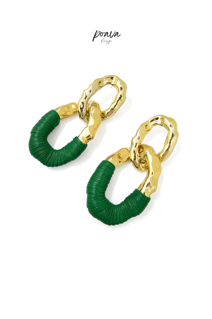 Green Circle Drop Earrings