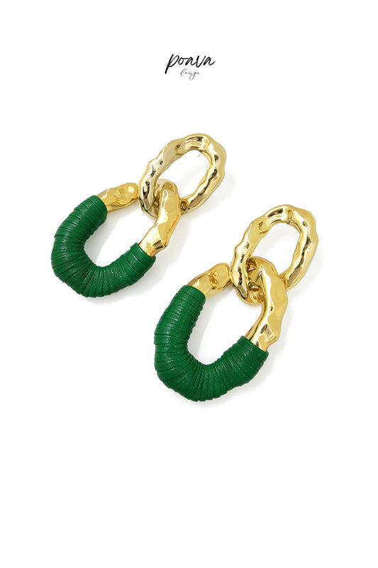 Green Circle Drop Earrings