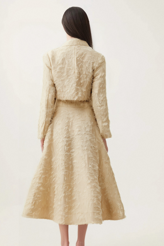 Karine white fringed jacket & skirt matching set