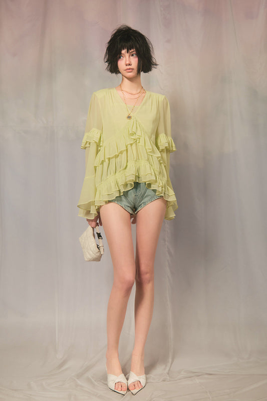 Long sleeve top in yellow